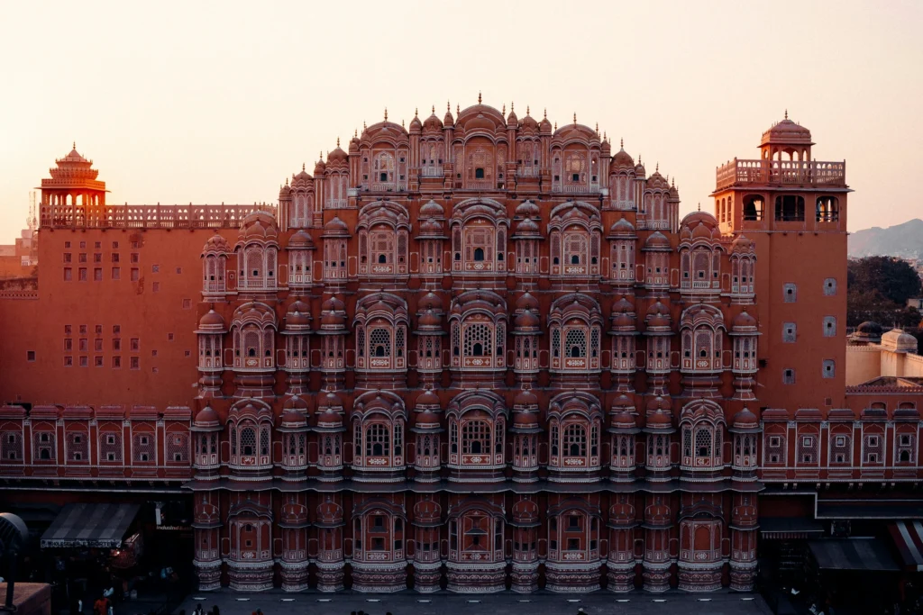 Jaipur city view featuring historic palaces and traditional Rajasthani architecture